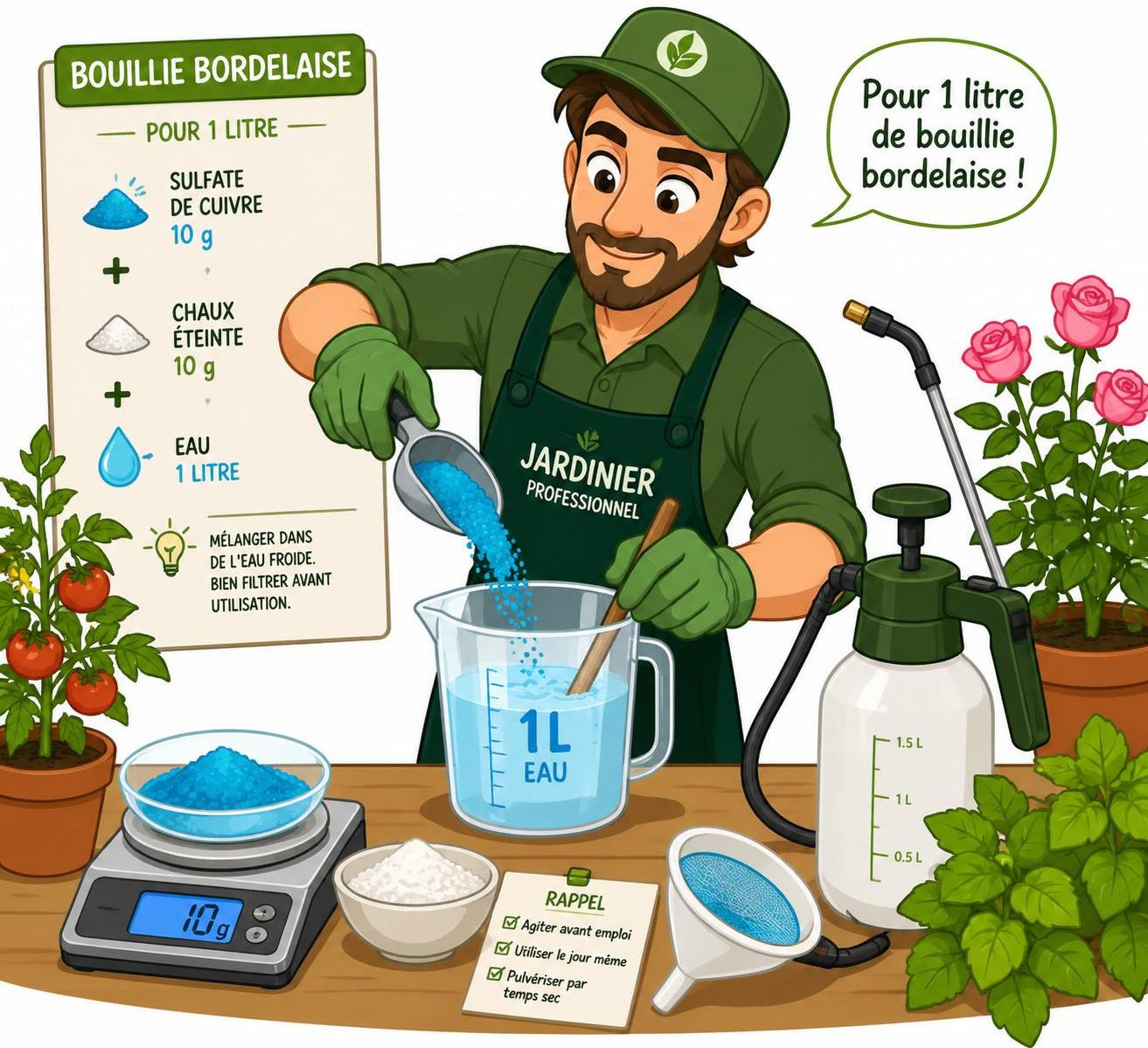 découvrez le dosage optimal de la bouillie bordelaise pour 1 litre, une concentration efficace pour protéger votre jardin contre les pathogènes tout en respectant vos plantations.
