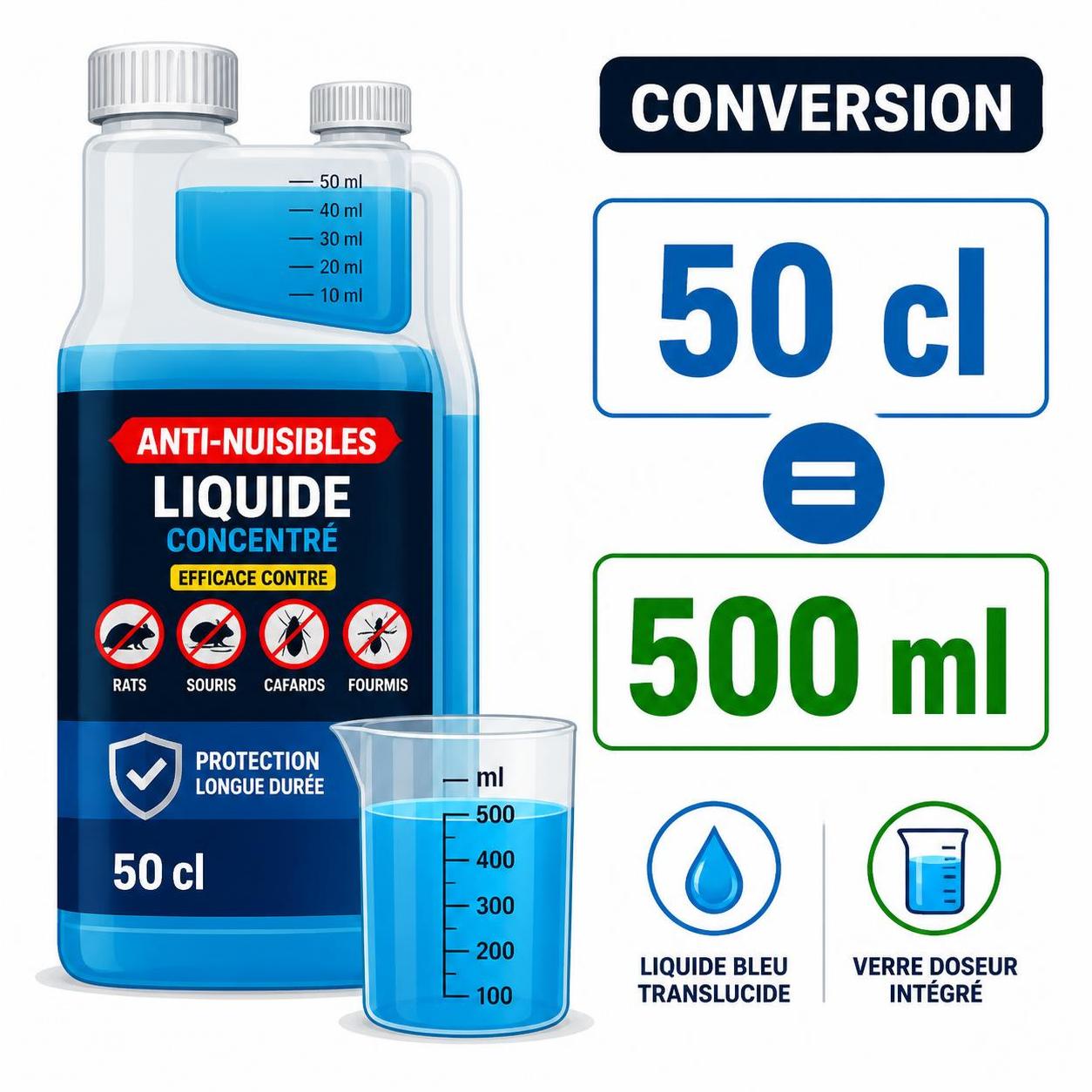50 cl en ml : conversion de référence pour doser correctement ses produits anti-nuisibles et de traitement 2 découvrez la conversion précise de 50 cl en ml pour bien doser vos produits anti-nuisibles et de traitement, assurant une utilisation efficace et sécurisée.