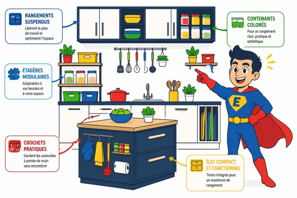 découvrez des astuces ingénieuses pour optimiser chaque centimètre de votre cuisine et créer un espace fonctionnel et organisé.