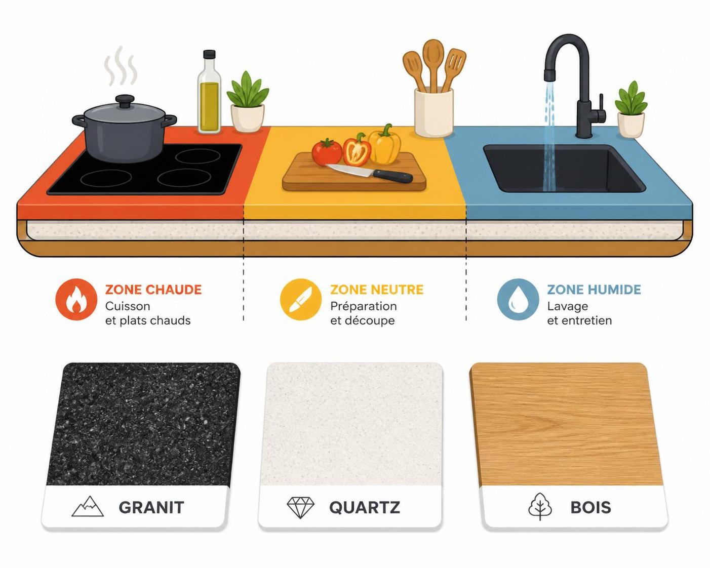découvrez comment choisir le plan de travail idéal pour votre cuisine entre granit, quartz et bois, alliant praticité et esthétique pour un espace fonctionnel et élégant.
