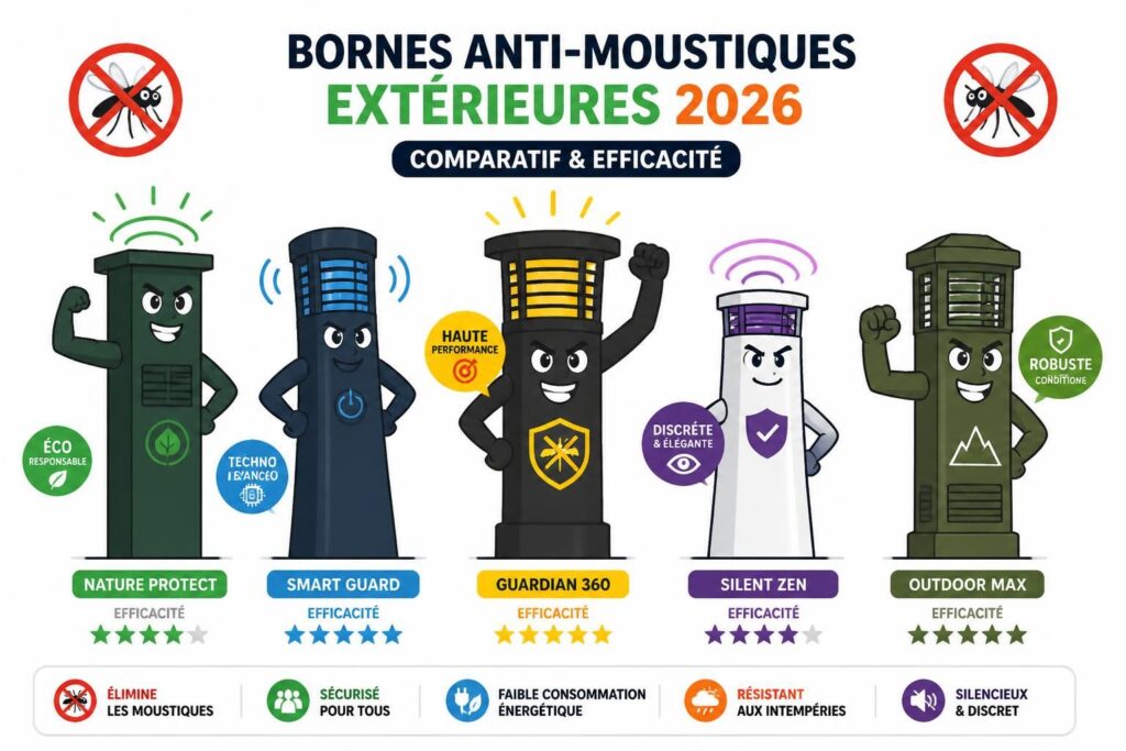 découvrez notre comparatif 2026 des bornes extérieures anti-moustiques, avec une analyse détaillée de leur efficacité pour protéger vos espaces en plein air.