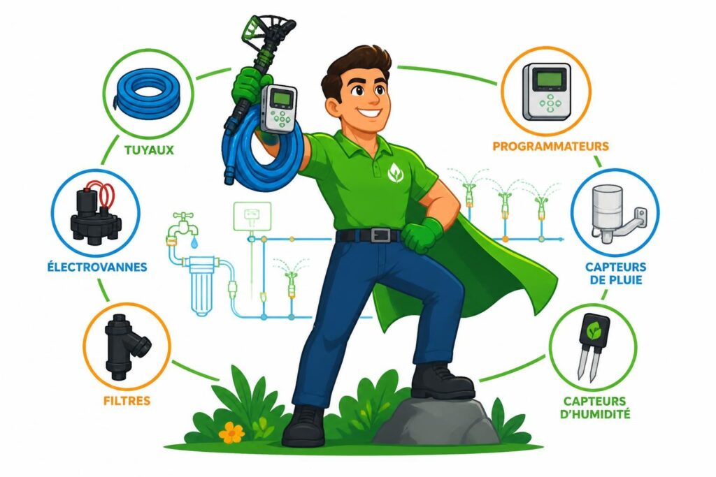 découvrez notre guide complet pour installer votre arrosage automatique avec les équipements indispensables et un plan détaillé pour un jardin parfaitement entretenu.