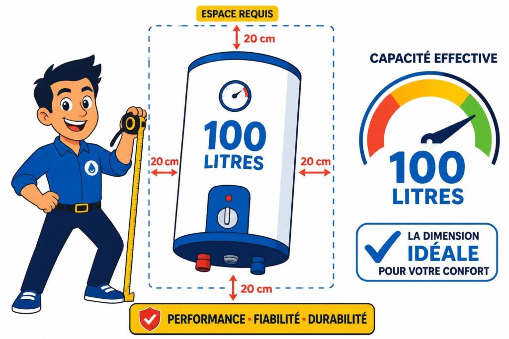 découvrez comment choisir la dimension idéale pour un chauffe-eau de 100l, en tenant compte de l'espace disponible et de la capacité effective pour un usage optimal.