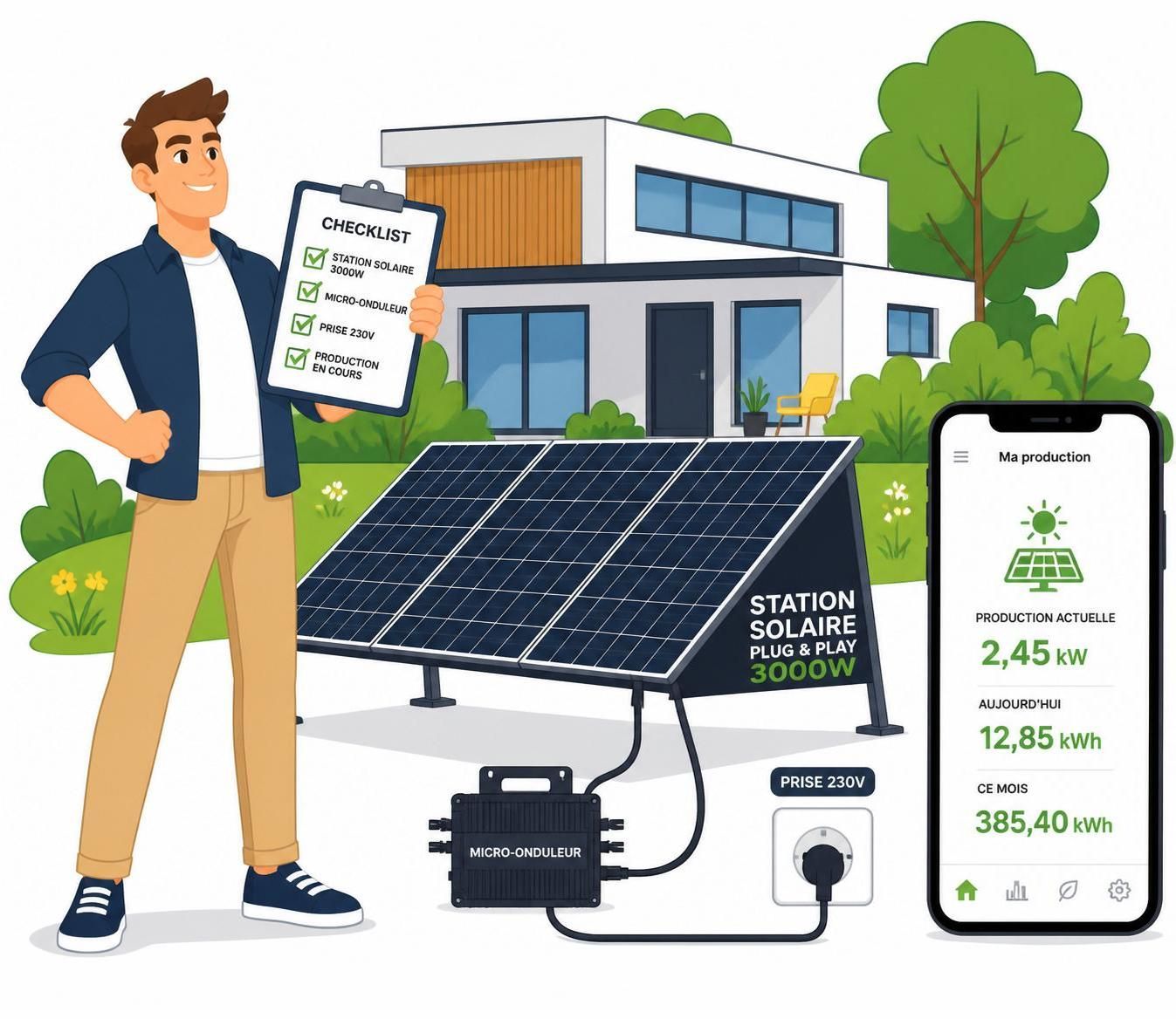 découvrez le panneau solaire plug and play 3000w, la solution simple et autonome pour produire votre propre énergie sans recours à un installateur. facile à installer et efficace, optez pour une énergie renouvelable en toute liberté.