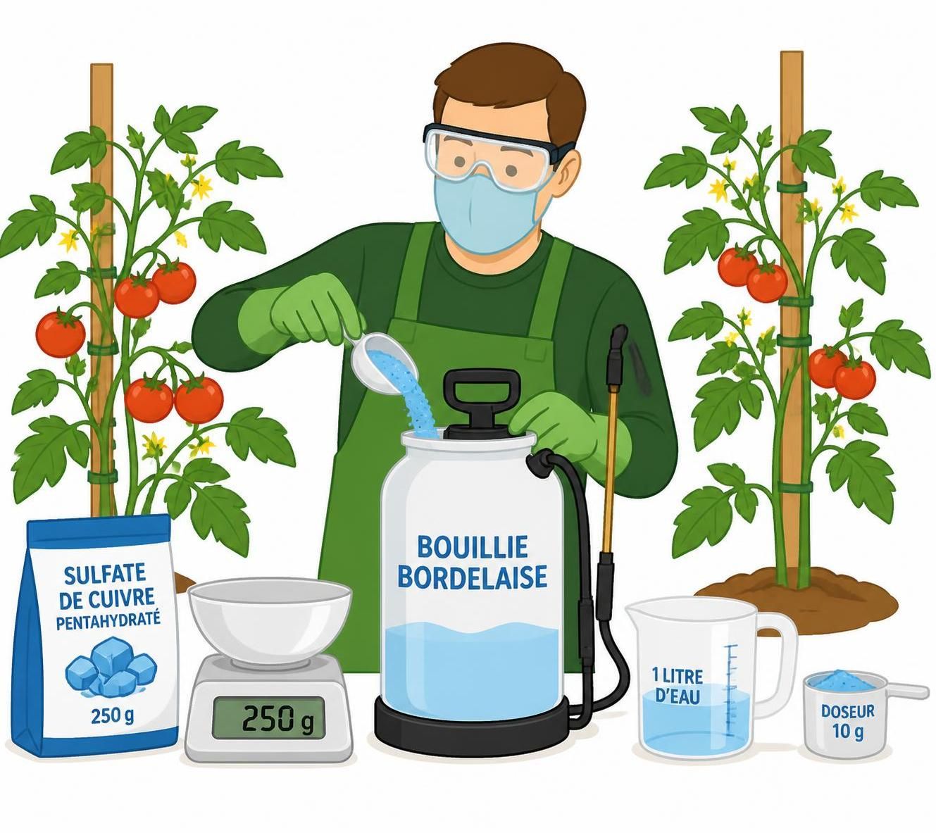 Potager : Comment utiliser la bouillie bordelaise pour traiter les tomates en respectant dosage et fréquence 2 découvrez comment utiliser la bouillie bordelaise pour traiter efficacement vos tomates dans le potager, en respectant les dosages et fréquences recommandés pour protéger vos plants en toute sécurité.