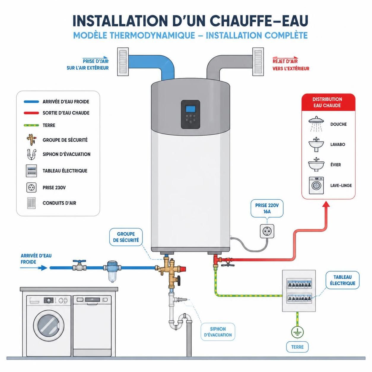 découvrez notre guide illustré avec un schéma complet pour réussir l'installation et les raccordements essentiels de votre chauffe-eau, étape par étape.
