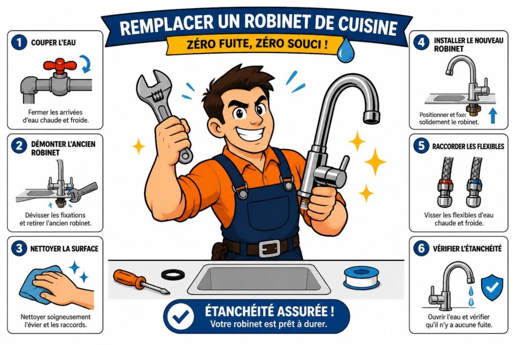 découvrez notre guide pratique pour remplacer un robinet de cuisine facilement et éviter toute fuite lors du remontage. suivez nos conseils étape par étape pour un résultat parfait.