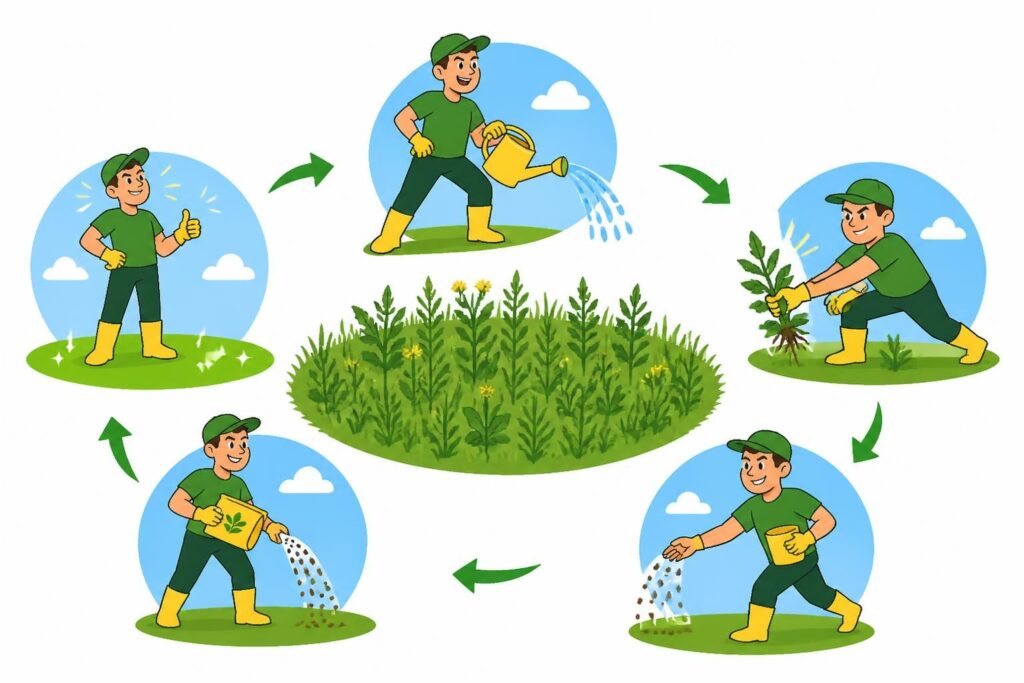 apprenez à éliminer efficacement les mauvaises herbes et à revitaliser votre pelouse grâce à nos 5 étapes clés pour une rénovation réussie.