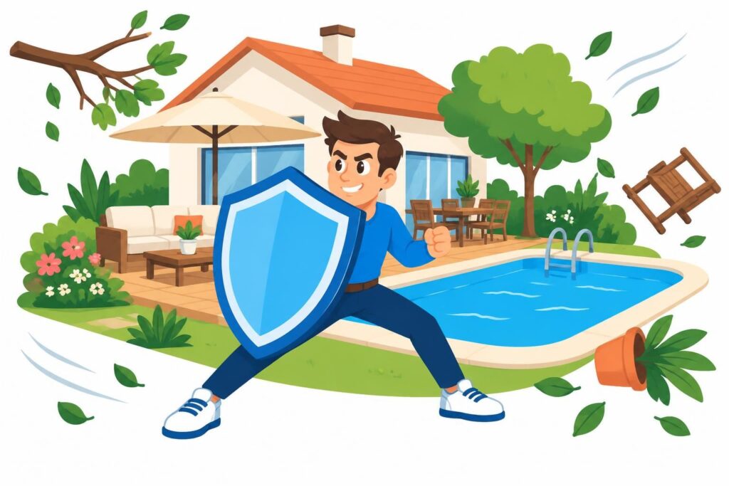 terrasse, piscine, jardin : découvrez les garanties de l’assurance habitation qui couvrent vos extérieurs et les exclusions à connaître.